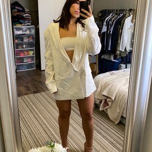 Oversized white blazer